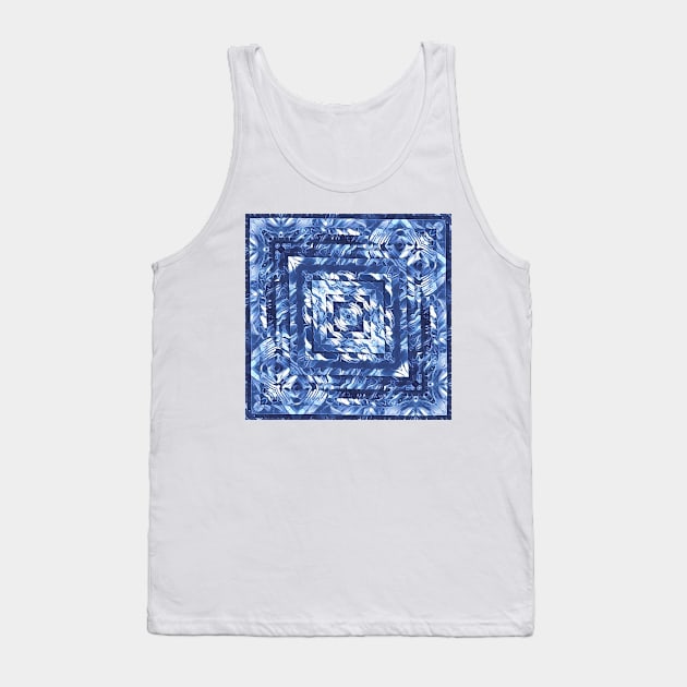 geometric square composition pattern and design in shades of BLUE Tank Top by mister-john